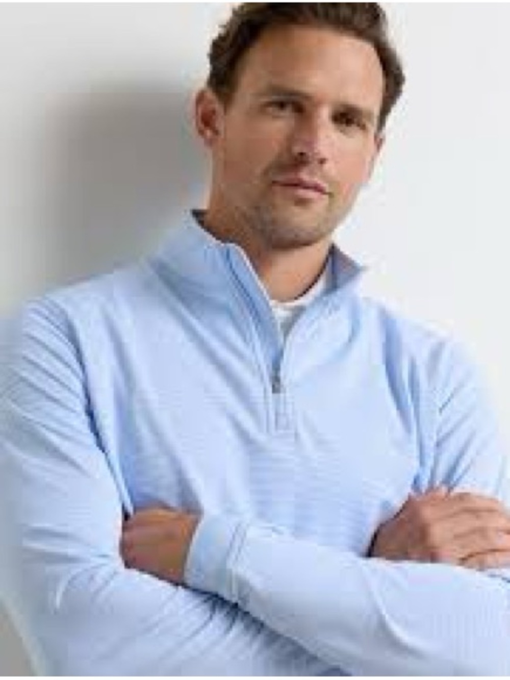 Peter Millar Men's Light Blue Quarter-Zip Pullover